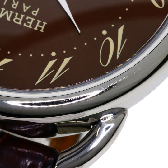 HERMES Watches Mechanical Automatic AR4.810 Stainless Steel, Leather Silver Arceau Brown dial mens Used Authentic