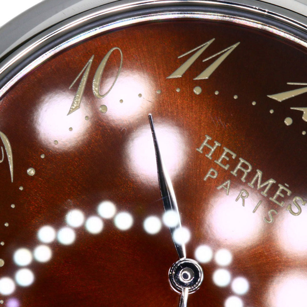 HERMES Watches Mechanical Automatic AR4.810 Stainless Steel, Leather Silver Arceau Brown dial mens Used Authentic