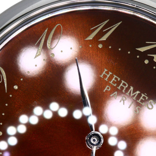 HERMES Watches Mechanical Automatic AR4.810 Stainless Steel, Leather Silver Arceau Brown dial mens Used Authentic
