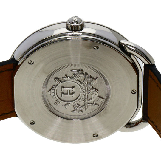 HERMES Watches Mechanical Automatic AR4.810 Stainless Steel, Leather Silver Arceau Brown dial mens Used Authentic