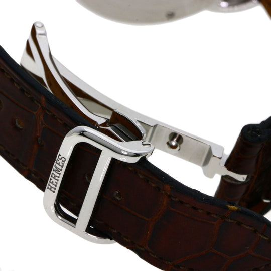 HERMES Watches Mechanical Automatic AR4.810 Stainless Steel, Leather Silver Arceau Brown dial mens Used Authentic