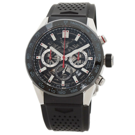 TAG HEUER Watches Mechanical Automatic CBG2A10 Stainless Steel, Rubber Silver Carrera Caliber 02 skeleton dial Women Used Authentic