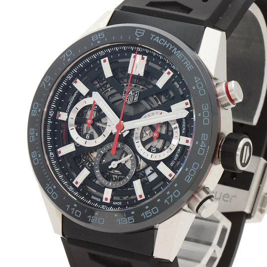 TAG HEUER Watches Mechanical Automatic CBG2A10 Stainless Steel, Rubber Silver Carrera Caliber 02 skeleton dial Women Used Authentic