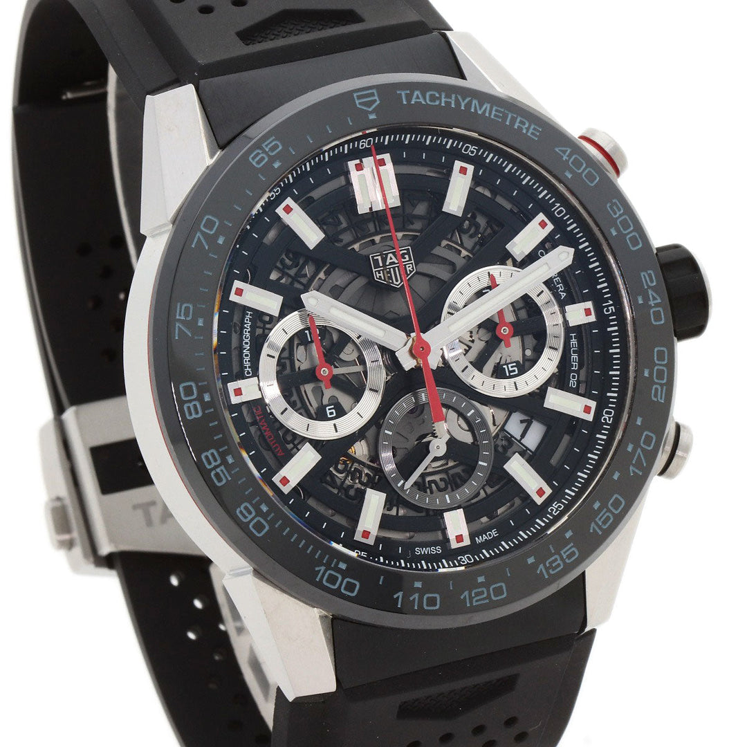 TAG HEUER Watches Mechanical Automatic CBG2A10 Stainless Steel, Rubber Silver Carrera Caliber 02 skeleton dial Women Used Authentic