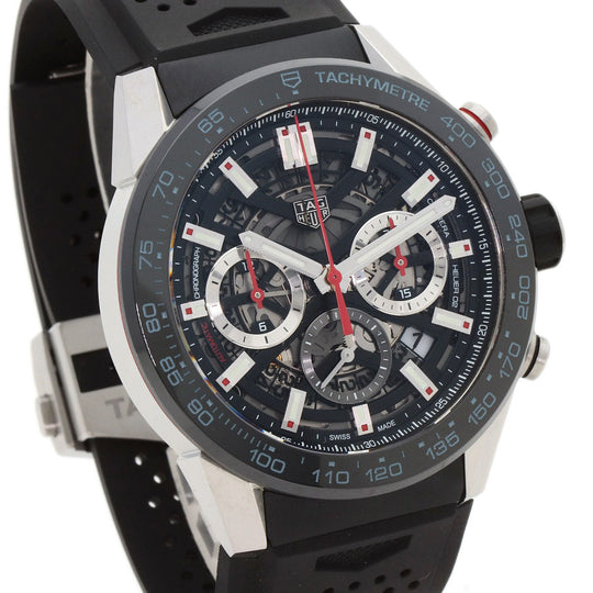 TAG HEUER Watches Mechanical Automatic CBG2A10 Stainless Steel, Rubber Silver Carrera Caliber 02 skeleton dial Women Used Authentic