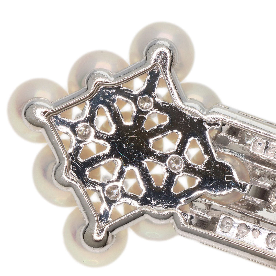 MIKIMOTO Necklace K18WG Silver Pearl Diamond Ruby Sapphire