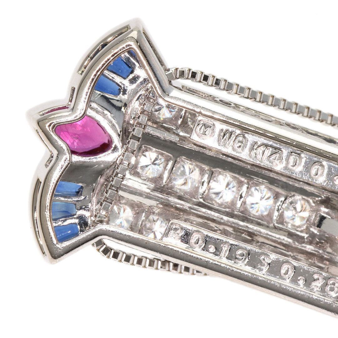 MIKIMOTO Necklace K18WG Silver Pearl Diamond Ruby Sapphire