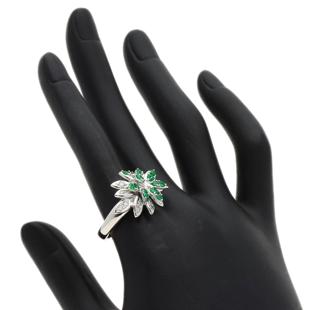TASAKI Ring K18WG Silver Emerald Diamond