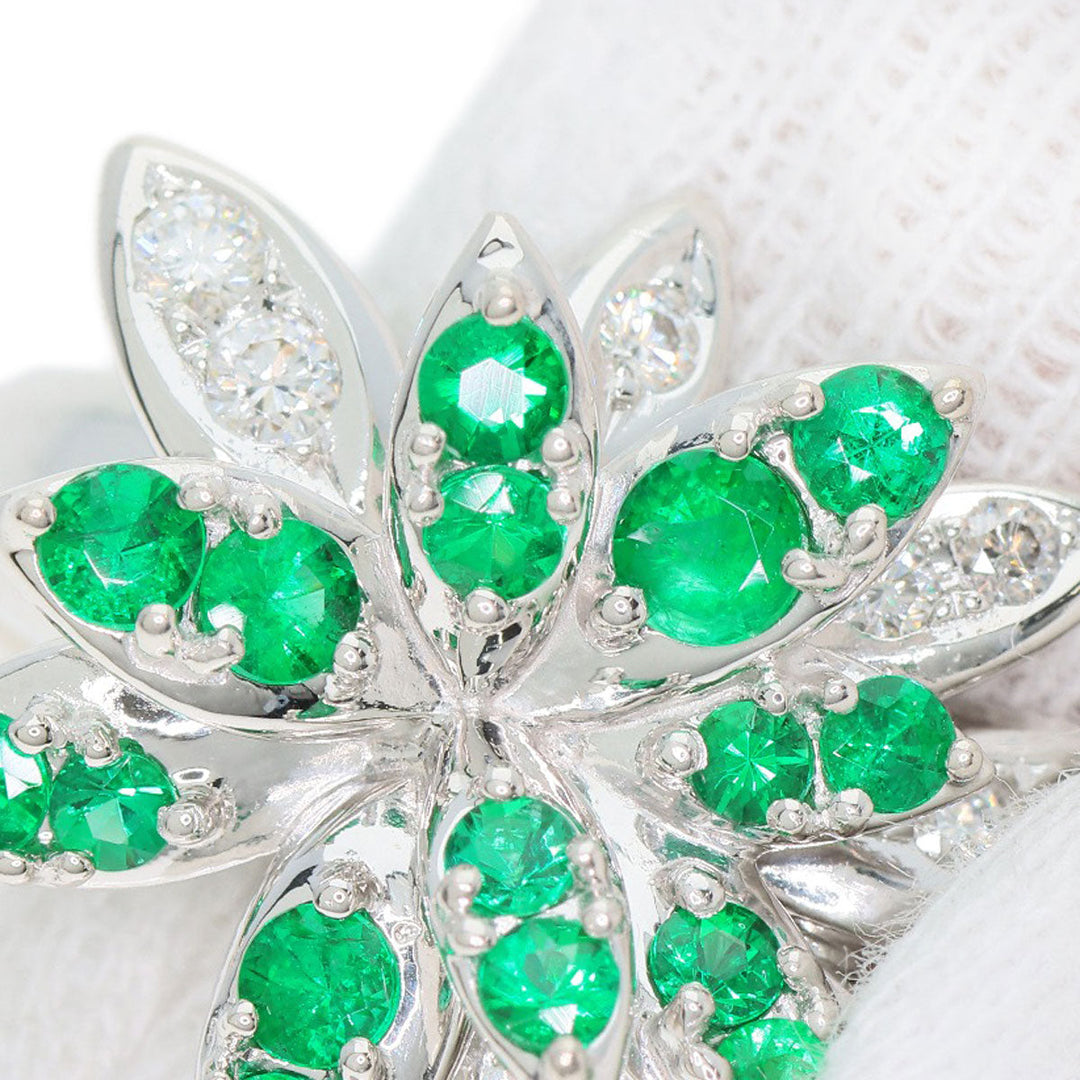 TASAKI Ring K18WG Silver Emerald Diamond