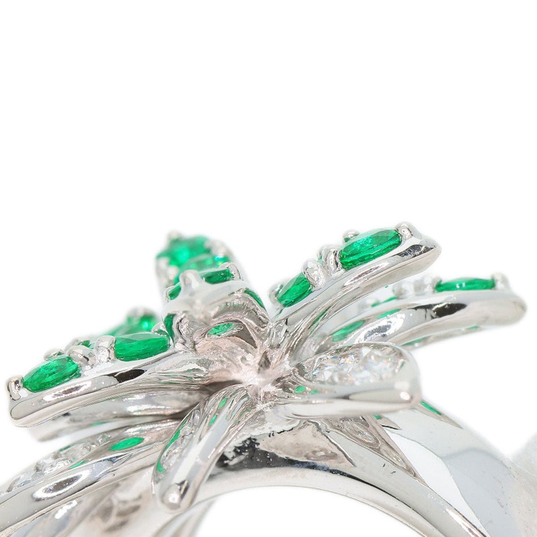 TASAKI Ring K18WG Silver Emerald Diamond
