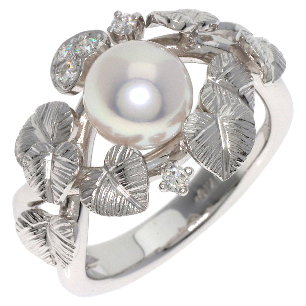 MIKIMOTO Ring K18WG Silver Pearl pearl diamond Women Used Authentic
