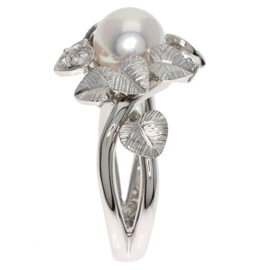 MIKIMOTO Ring K18WG Silver Pearl pearl diamond Women Used Authentic