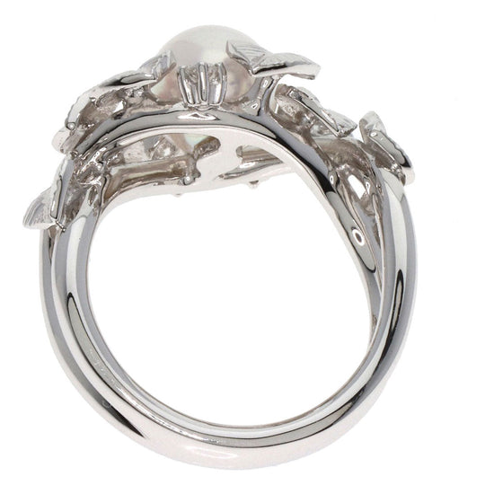 MIKIMOTO Ring K18WG Silver Pearl pearl diamond Women Used Authentic
