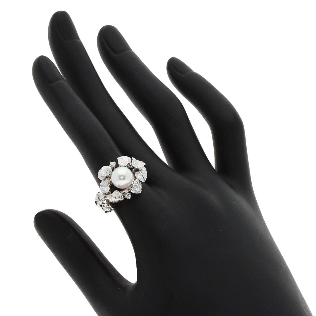 MIKIMOTO Ring K18WG Silver Pearl pearl diamond Women Used Authentic
