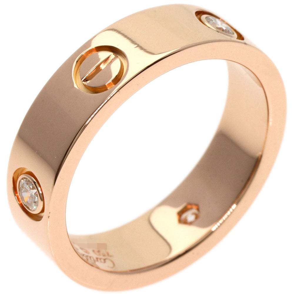 CARTIER Ring 18K Pink Gold gold Love Ring Half Diamond #55