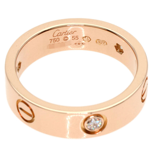 CARTIER Ring 18K Pink Gold gold Love Ring Half Diamond #55