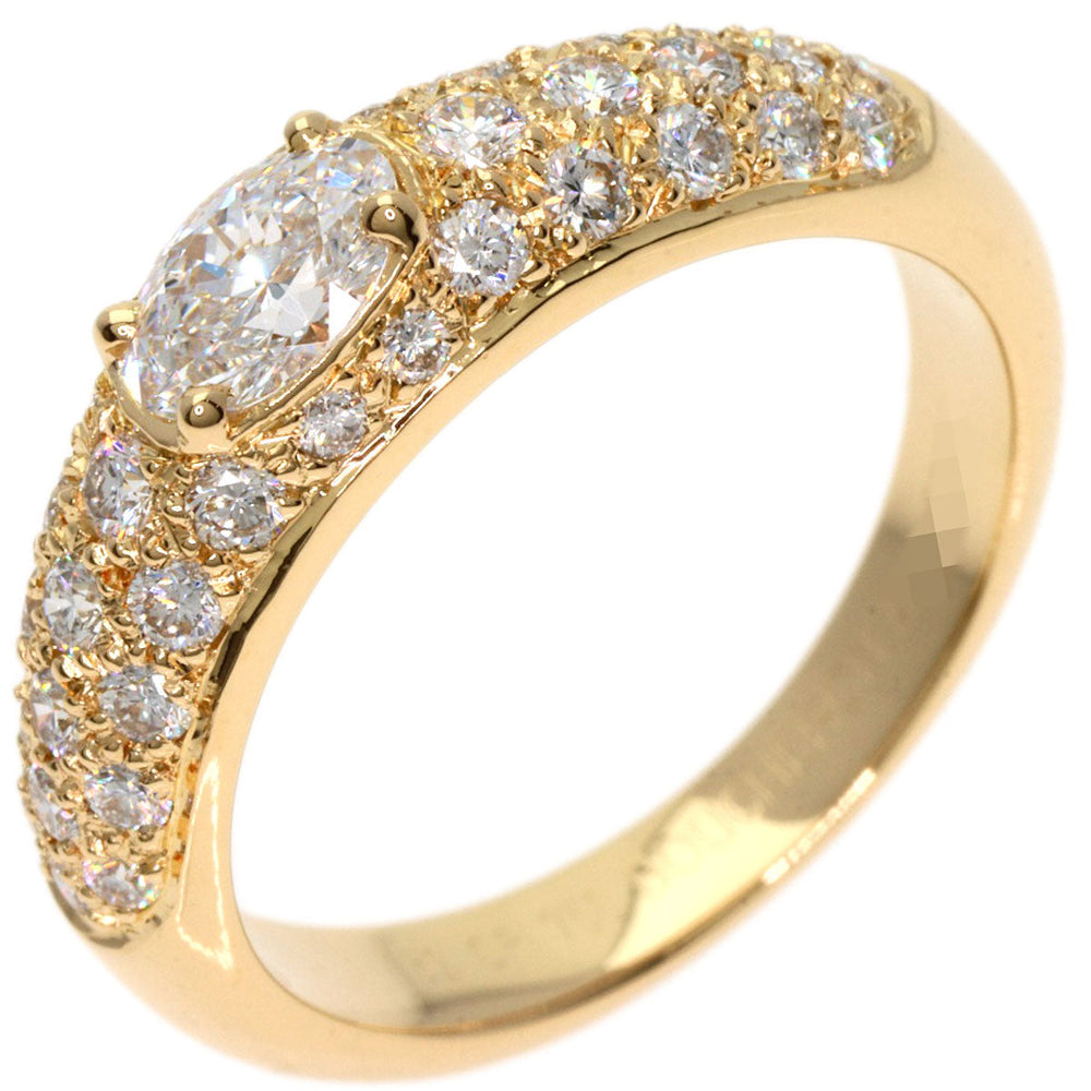 Boucheron Ring 18K Yellow Gold gold Oval Pave Diamond #52