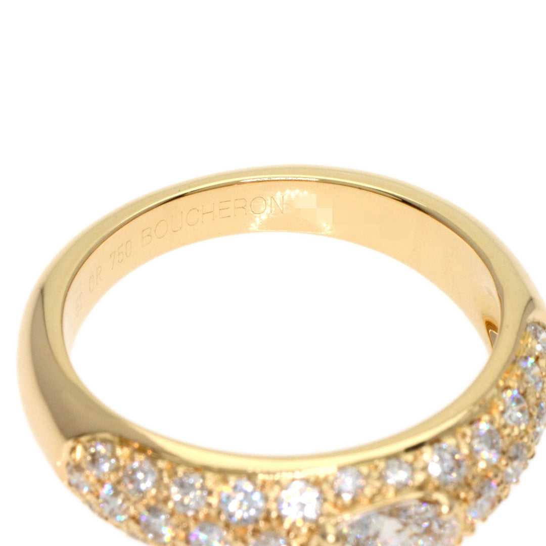 Boucheron Ring 18K Yellow Gold gold Oval Pave Diamond #52