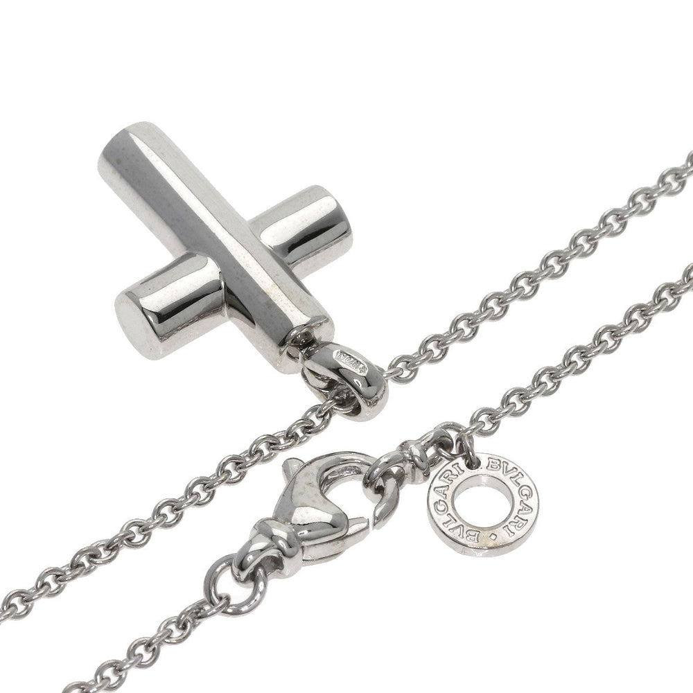 BVLGARI Necklace K18WG Silver Latin Cross Women Used Authentic