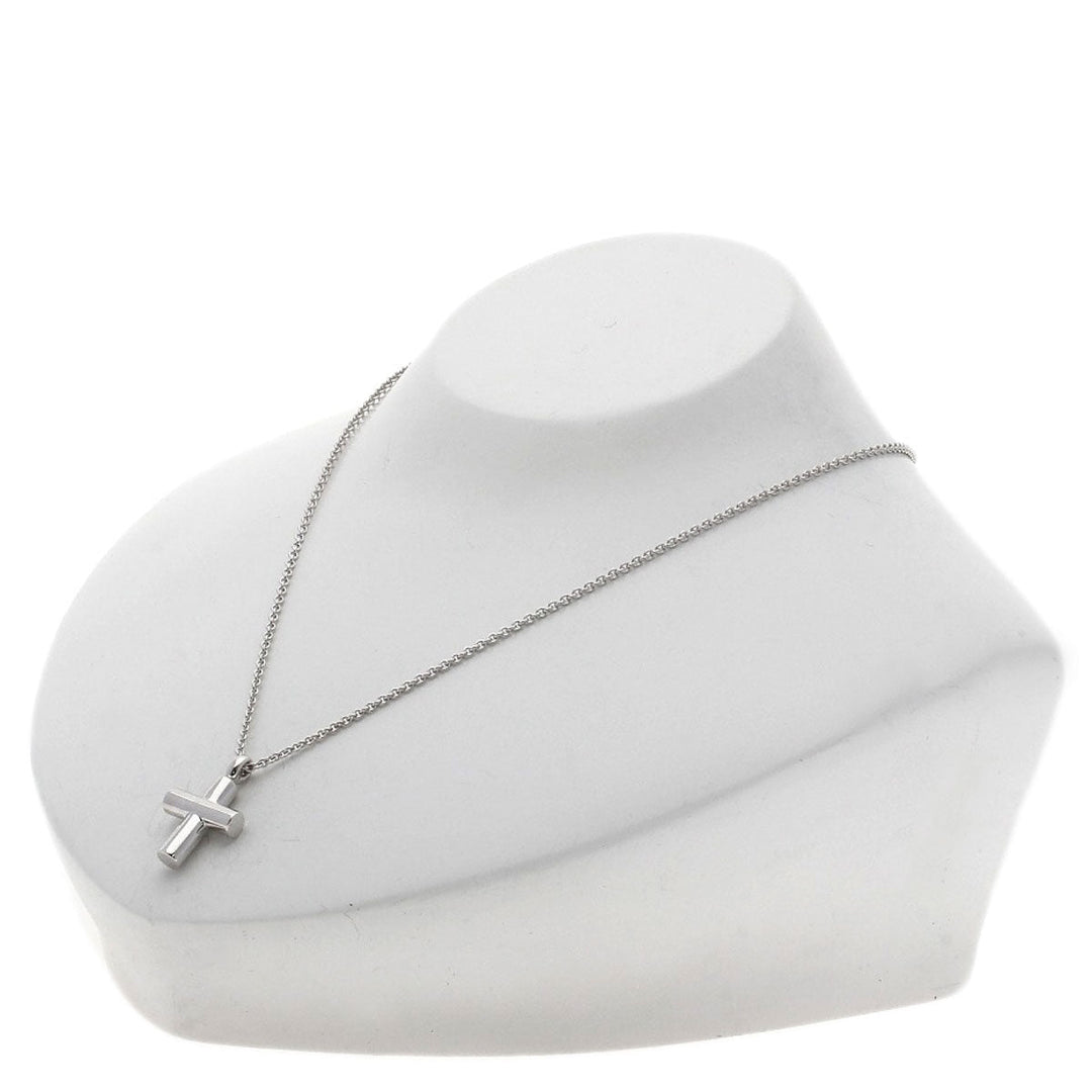 BVLGARI Necklace K18WG Silver Latin Cross Women Used Authentic