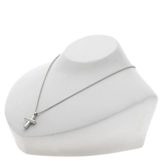 BVLGARI Necklace K18WG Silver Latin Cross Women Used Authentic