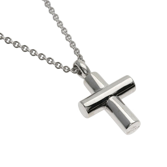 BVLGARI Necklace K18WG Silver Latin Cross Women Used Authentic