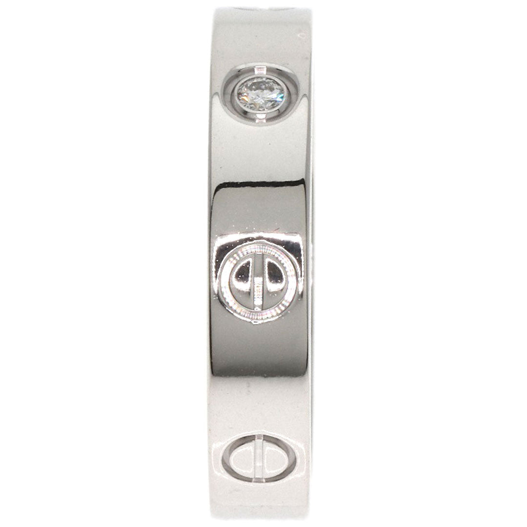 CARTIER Ring K18WG Silver Mini Love Ring 1P Diamond #55 Women Used Authentic