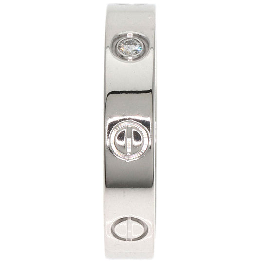 CARTIER Ring K18WG Silver Mini Love Ring 1P Diamond #55 Women Used Authentic