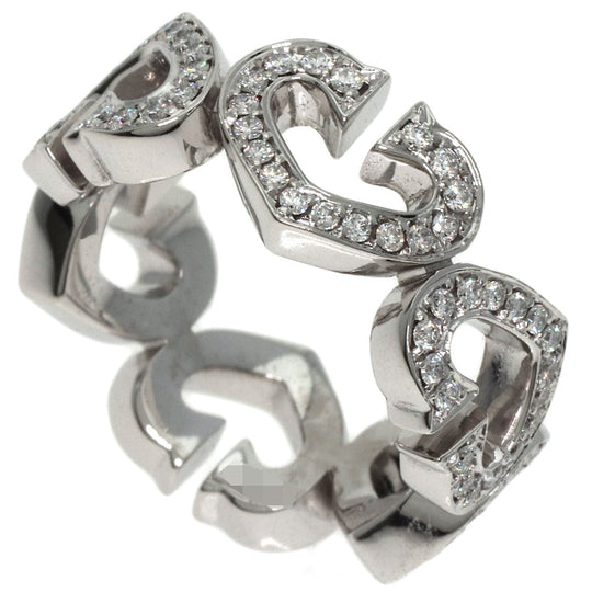 CARTIER Ring K18WG Silver C Heart Full Diamond #47