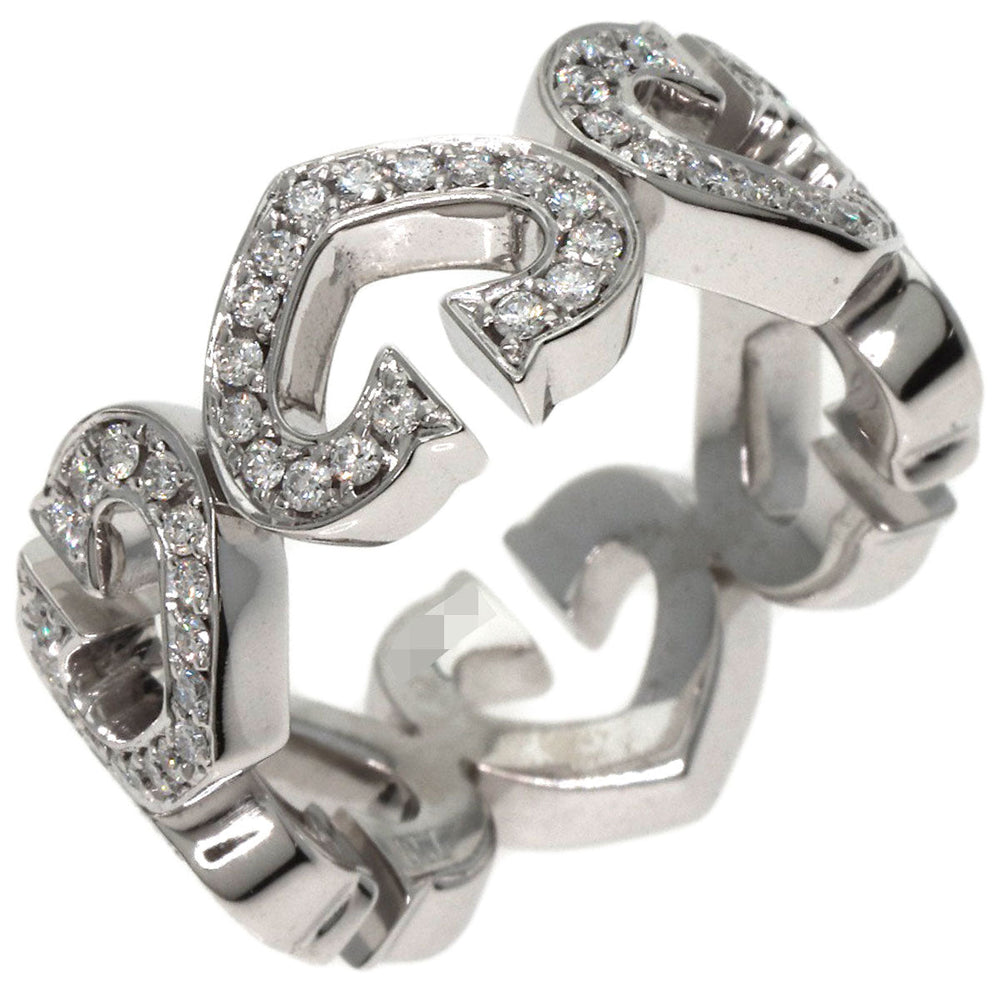 CARTIER Ring K18WG Silver C Heart Full Diamond #47