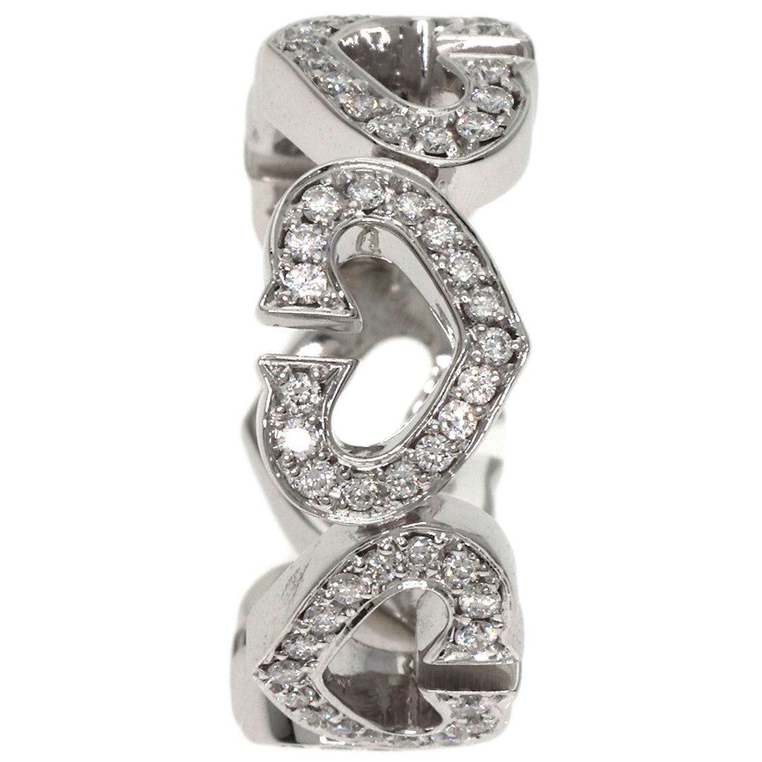 CARTIER Ring K18WG Silver C Heart Full Diamond #47