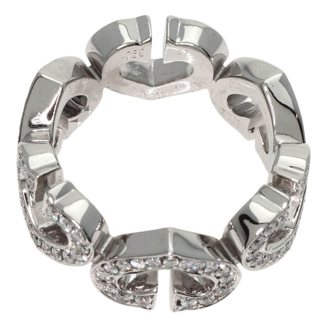 CARTIER Ring K18WG Silver C Heart Full Diamond #47