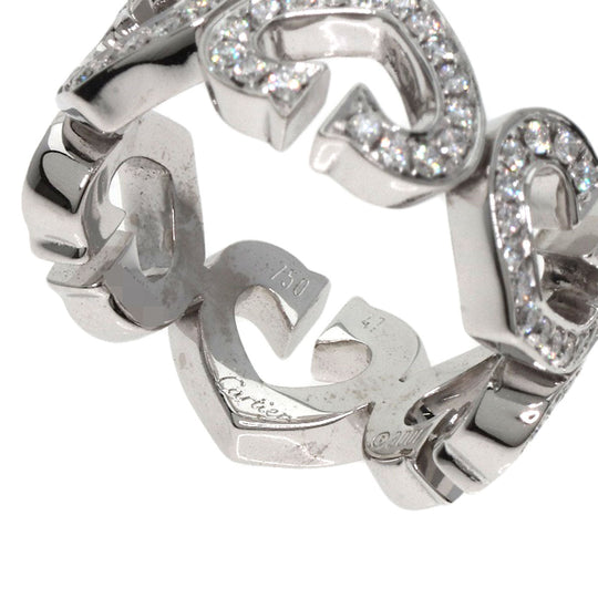 CARTIER Ring K18WG Silver C Heart Full Diamond #47