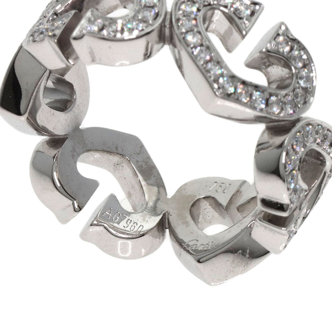 CARTIER Ring K18WG Silver C Heart Full Diamond #47