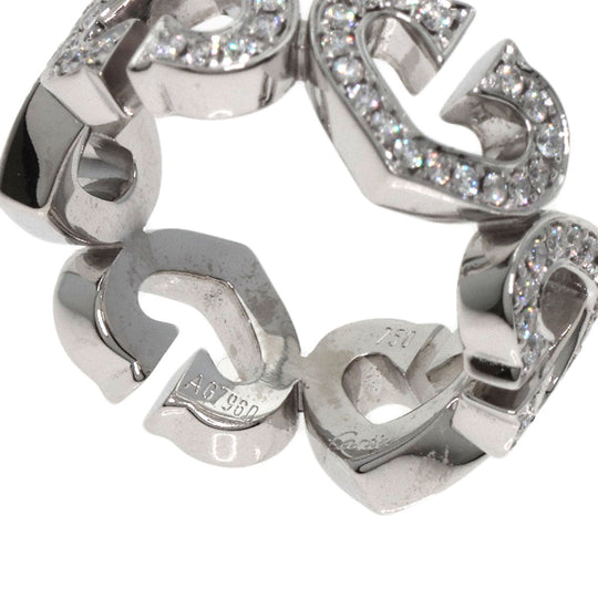 CARTIER Ring K18WG Silver C Heart Full Diamond #47