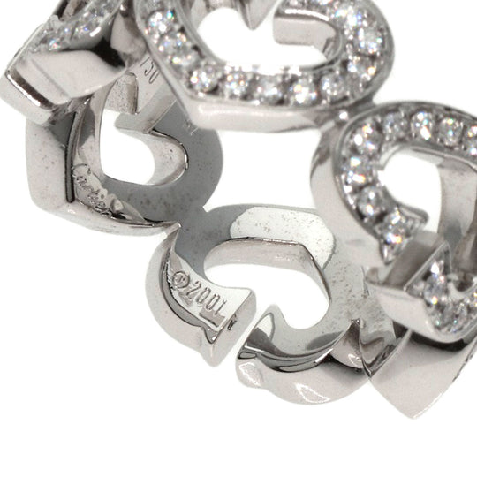 CARTIER Ring K18WG Silver C Heart Full Diamond #47