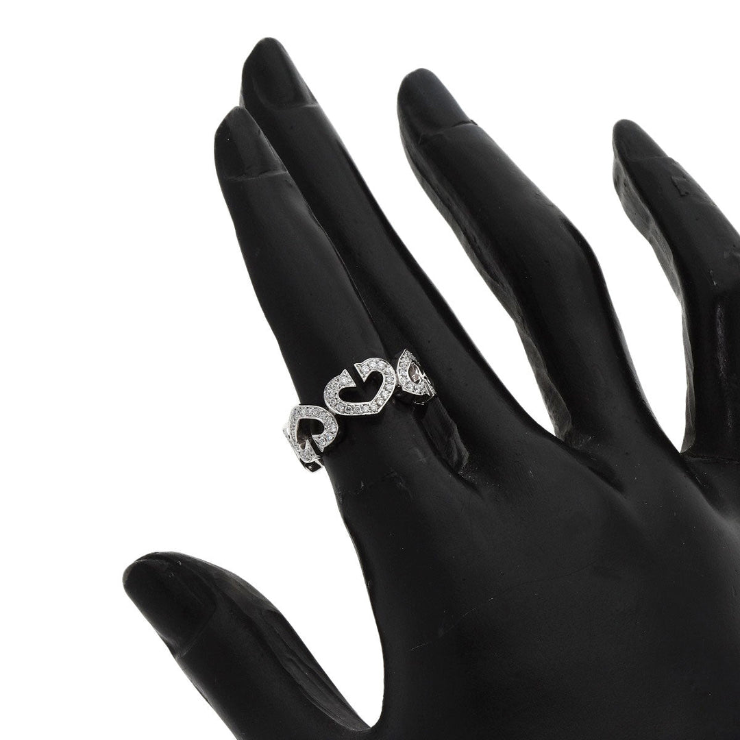 CARTIER Ring K18WG Silver C Heart Full Diamond #47