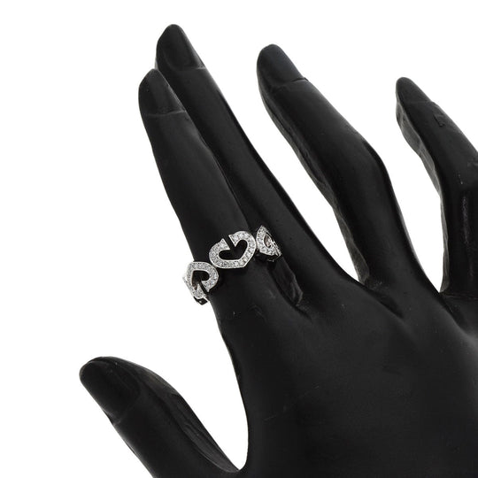 CARTIER Ring K18WG Silver C Heart Full Diamond #47
