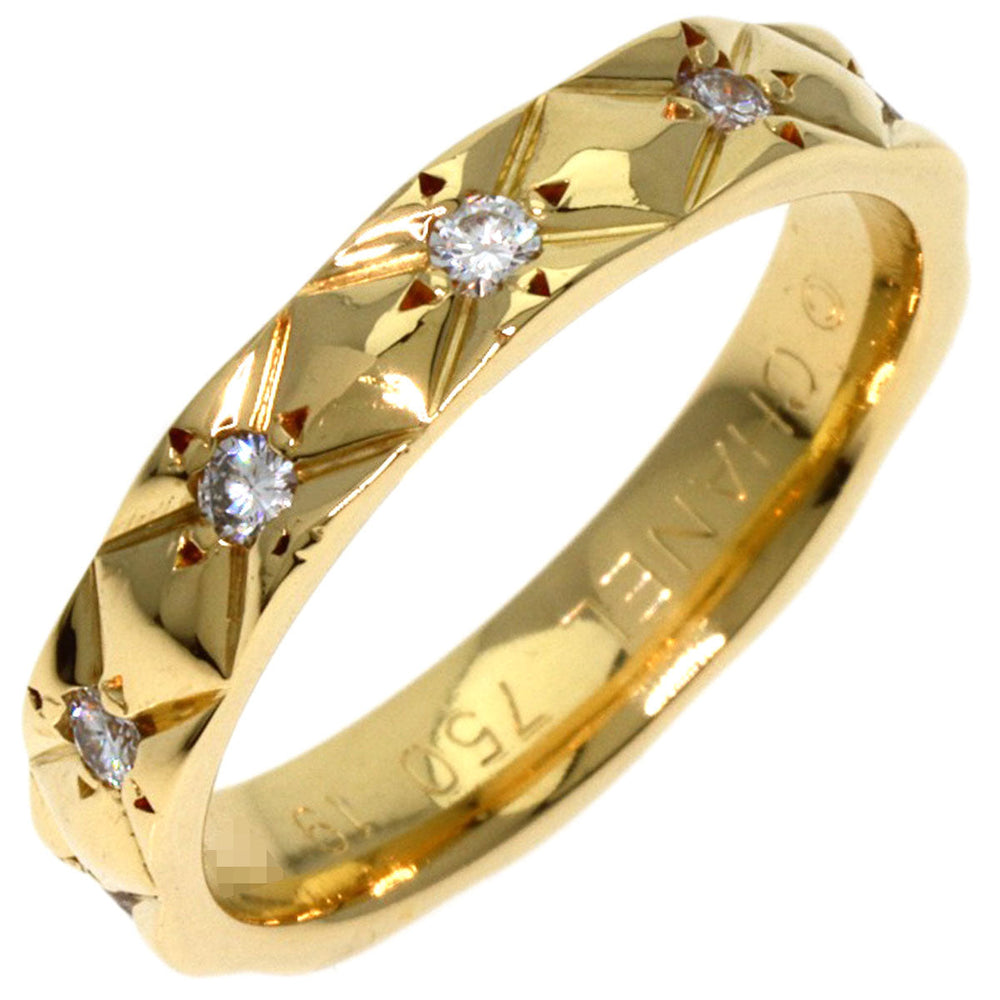 CHANEL Ring 18K Yellow Gold gold Matelasse Eternity Diamond #49