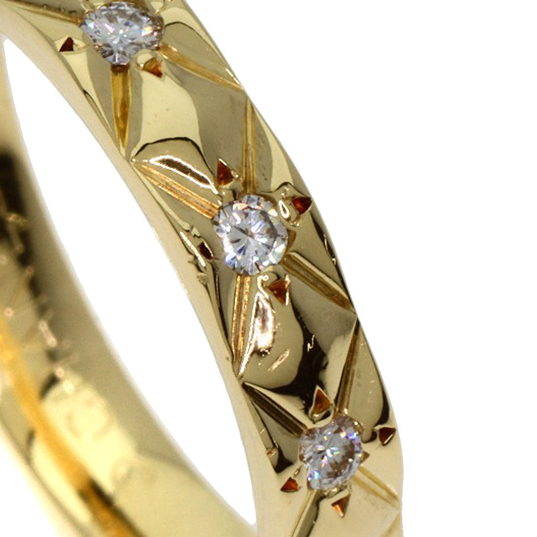 CHANEL Ring 18K Yellow Gold gold Matelasse Eternity Diamond #49