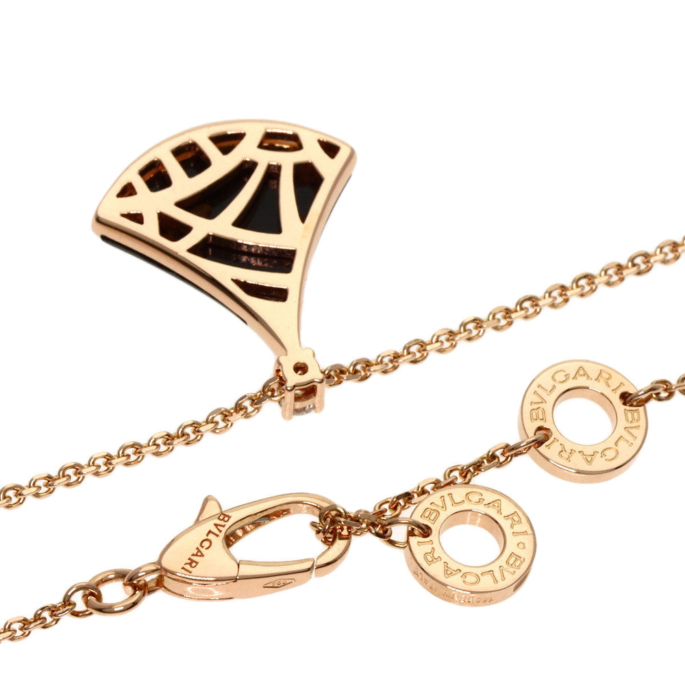 BVLGARI Necklace 18K Pink Gold gold Diva Dream Onyx 1P Diamond Women Used Authentic