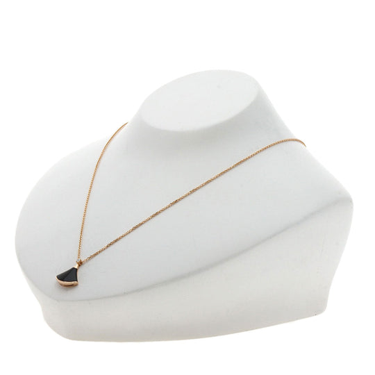BVLGARI Necklace 18K Pink Gold gold Diva Dream Onyx 1P Diamond Women Used Authentic
