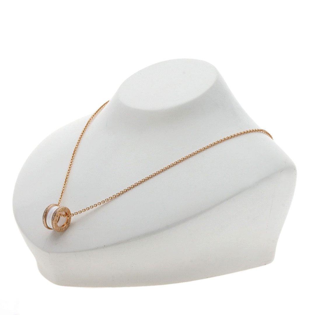 BVLGARI Necklace 18K Pink Gold gold B-zero1 B-zero One White Ceramic Diamond