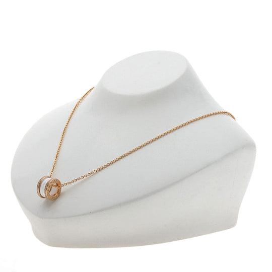 BVLGARI Necklace 18K Pink Gold gold B-zero1 B-zero One White Ceramic Diamond