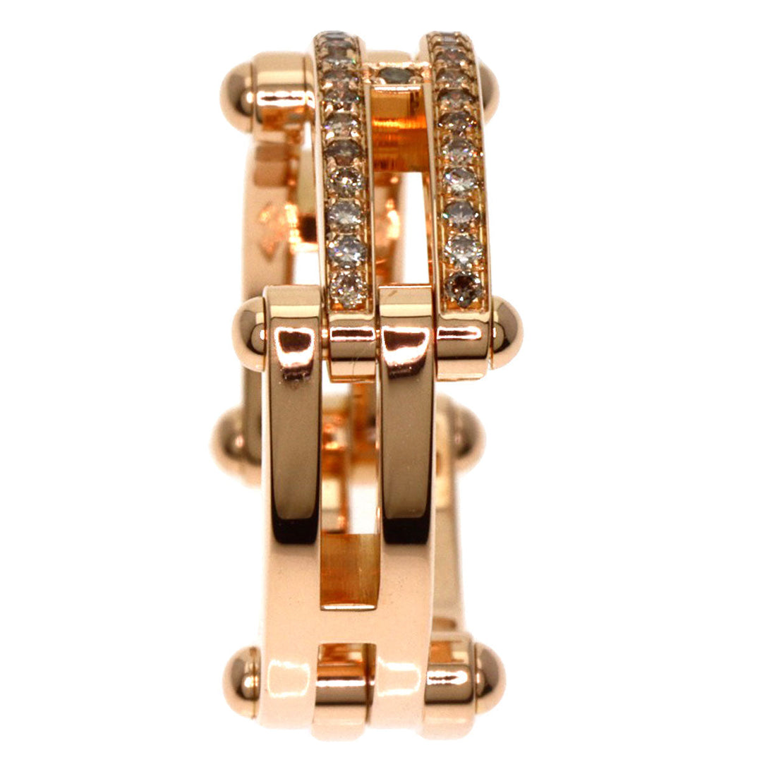 HERMES Ring 18K Pink Gold gold H logo diamond #52