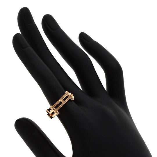 HERMES Ring 18K Pink Gold gold H logo diamond #52