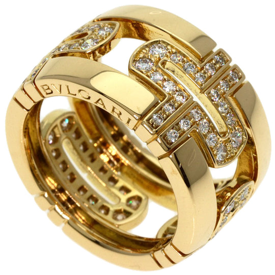 BVLGARI Ring 18K Yellow Gold gold Parentesi Open Diamond Large #49 Women Used Authentic
