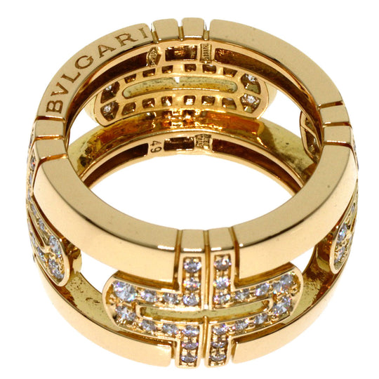 BVLGARI Ring 18K Yellow Gold gold Parentesi Open Diamond Large #49 Women Used Authentic