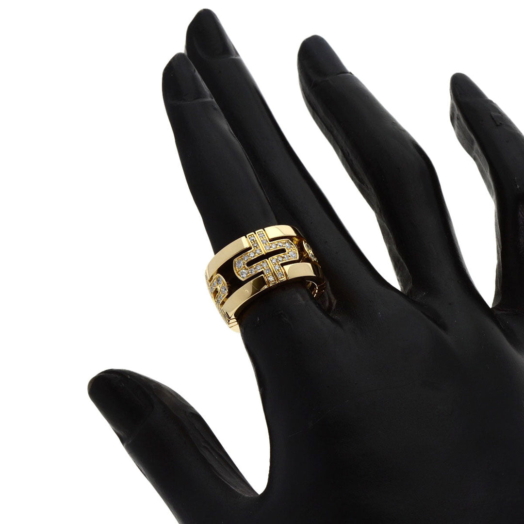 BVLGARI Ring 18K Yellow Gold gold Parentesi Open Diamond Large #49 Women Used Authentic
