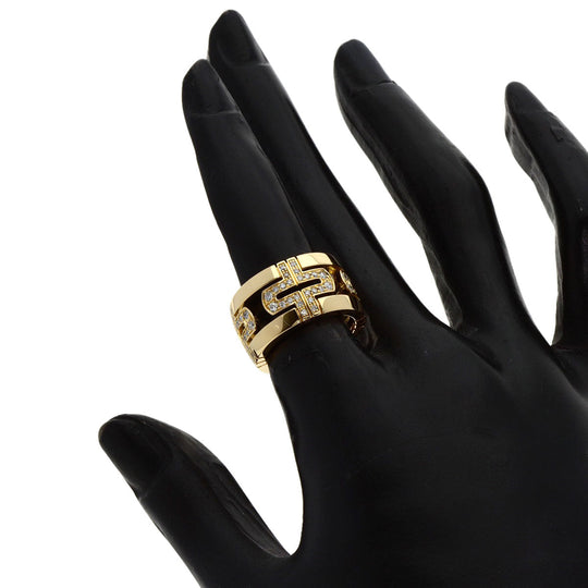 BVLGARI Ring 18K Yellow Gold gold Parentesi Open Diamond Large #49 Women Used Authentic